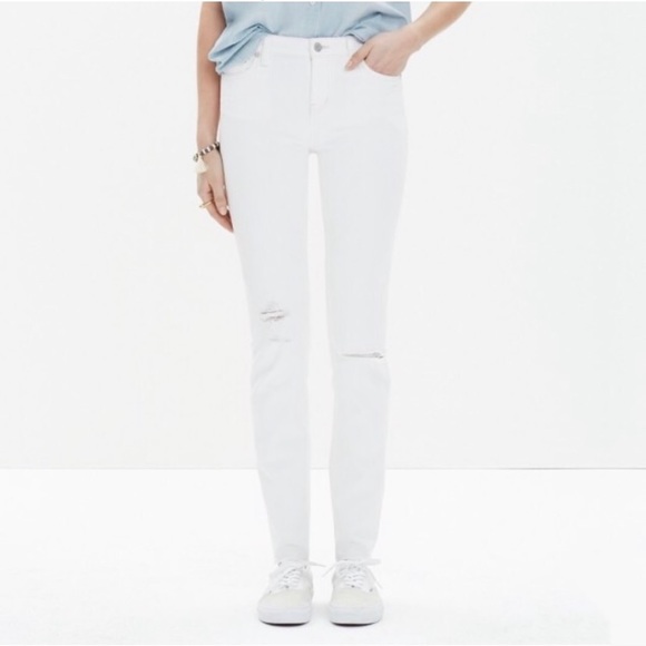 Madewell Denim - Madewell Alley Straight White Distressed Jeans 28